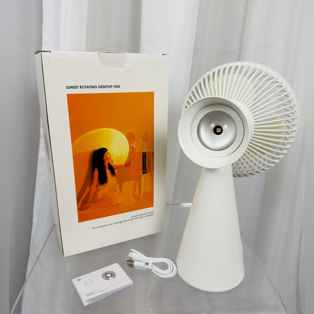 Home Esteem - Cordless Sunset Rotating Desktop Fan with Soft Ambient Light  NWT - Picture 5 of 6